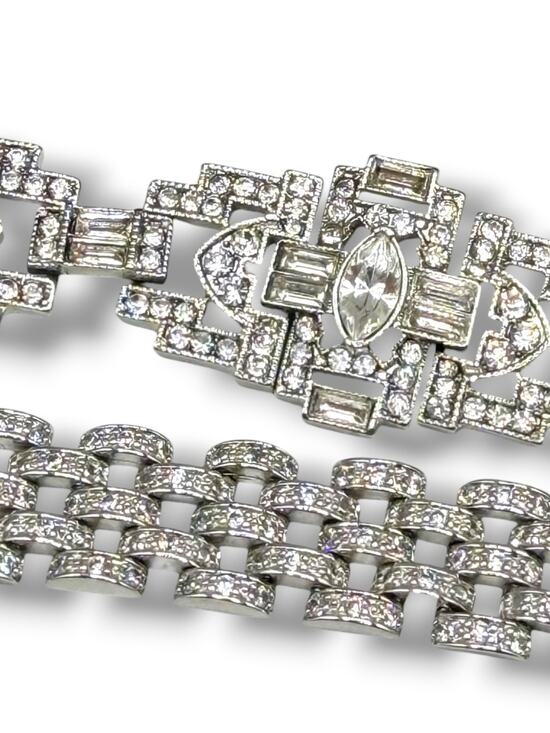 Kenneth Jay Lane Jewelry - Set of 2 Kenneth Jay Lane Crystal Art Deco Bracelet & Round pave zirconia chain